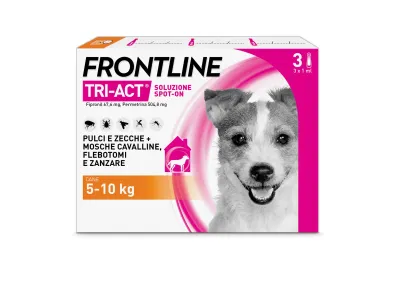 Frontline Tri-Act Cani (5-10Kg), 3 Pipette Antiparassitarie Frontline Tri-Act Cani (5-10Kg), 3 Pipette Antiparassitarie