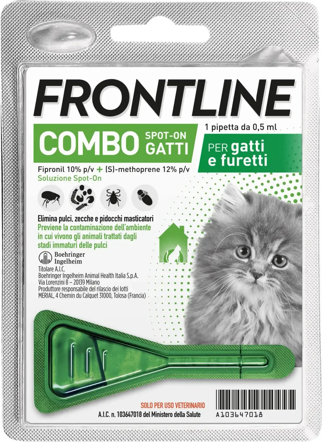 Frontline Combo Gatti e Furetti, 1 Pipette Antiparassitarie Frontline Combo Gatti e Furetti, 1 Pipette Antiparassitarie