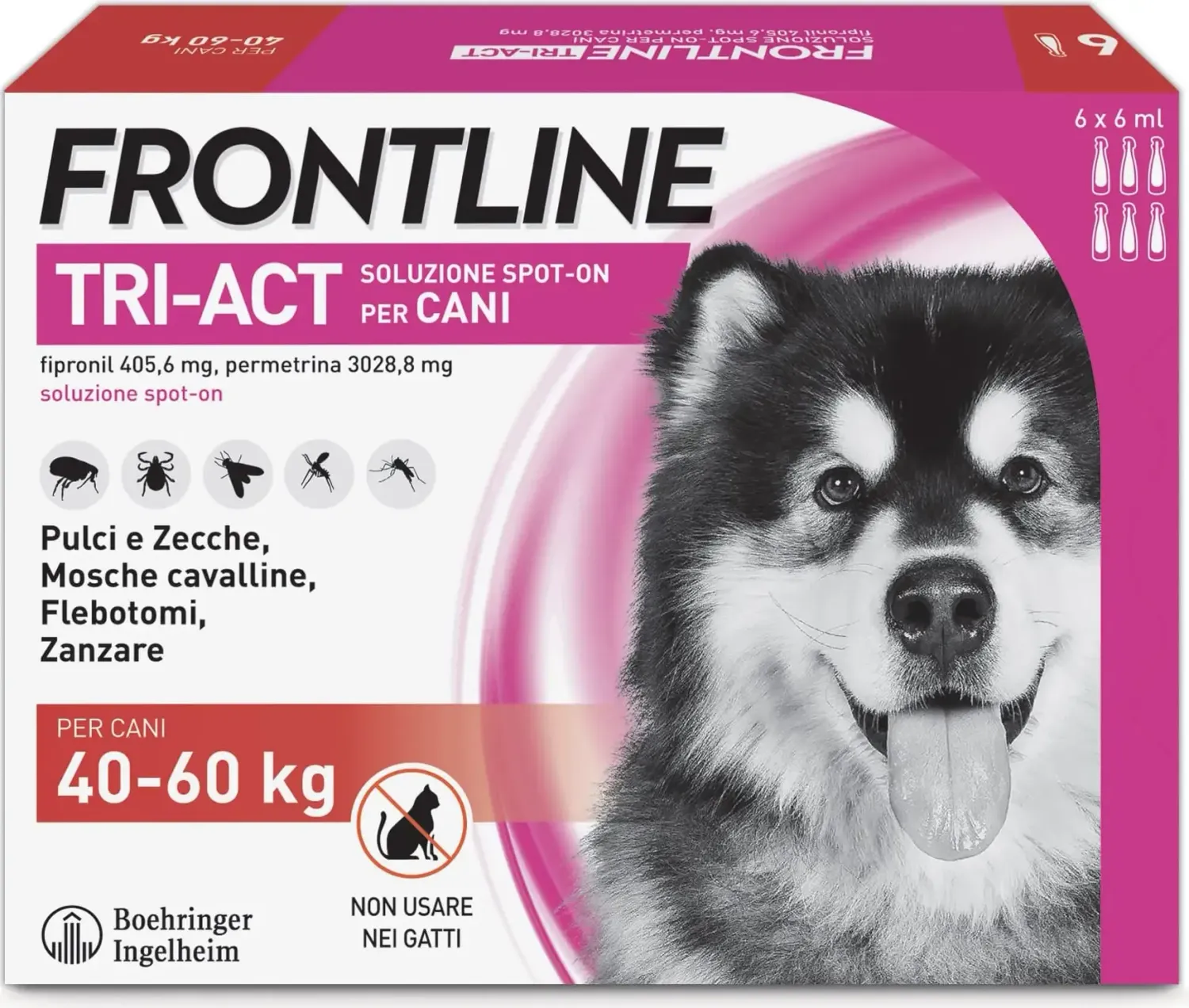 Frontline Tri-Act Cani (40-60Kg), 3 Pipette Antiparassitarie