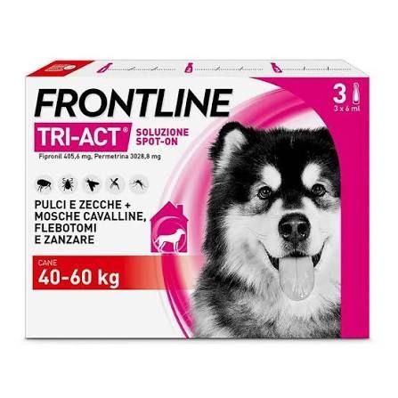 Frontline Tri-Act Cani (40-60Kg), 3 Pipette Antiparassitarie Frontline Tri-Act Cani (40-60Kg), 3 Pipette Antiparassitarie