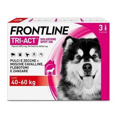 Frontline Tri-Act Cani (40-60Kg), 3 Pipette Antiparassitarie Frontline Tri-Act Cani (40-60Kg), 3 Pipette Antiparassitarie