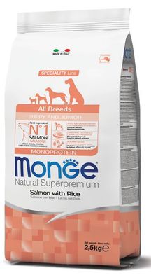 Monge Natural Superpremium All Breeds Puppy & Junior Monoprotein Salmone con Riso Monge Natural Superpremium All Breeds Puppy & Junior Monoprotein Salmone con Riso