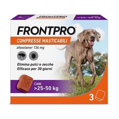 FRONTPRO x3 Compresse Masticabili Antiparassitario Per Cani (25-50Kg) FRONTPRO x3 Compresse Masticabili Antiparassitario Per Cani (25-50Kg)