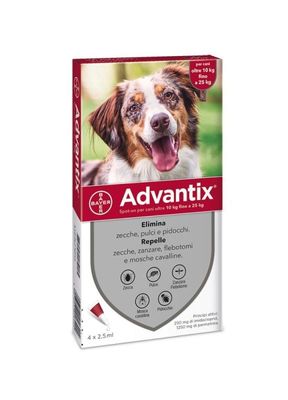 Advantix Soluzione SpoT-on per Cani Oltre i 10 Kg fino a 25 Kg , 4 Pipette Antiparassitarie Advantix Soluzione SpoT-on per Cani Oltre i 10 Kg fino a 25 Kg , 4 Pipette Antiparassitarie