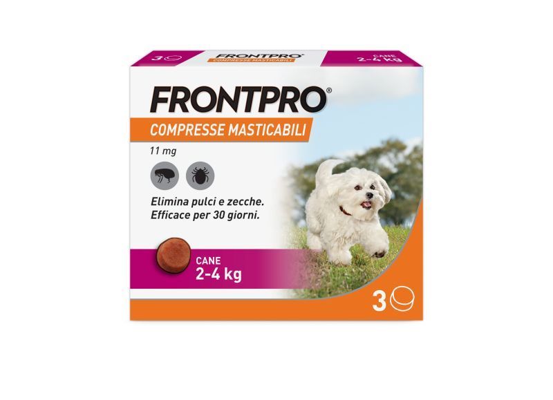 FRONTPRO 3X Compresse Masticabili Antiparassitario Per Cani (2-4Kg)