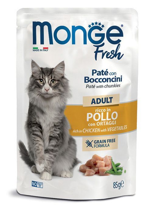 Monge Fresh Paté con Bocconcini ricco in Pollo con Ortaggi – Adult Monge Fresh Paté con Bocconcini ricco in Pollo con Ortaggi – Adult