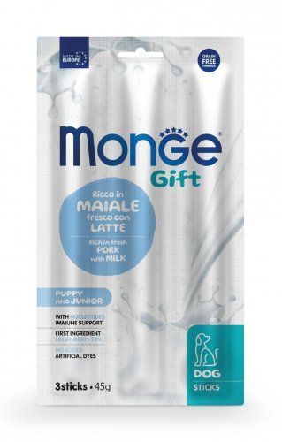 Monge Gift Puppy And Junior Dog Ricco in Maiale Fresco con Latte e Nucleotidi Sticks