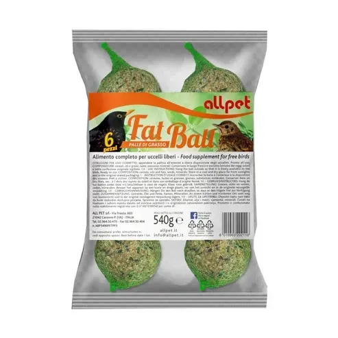 AllPet Palle di Grasso per Uccelli Selvatici Confezione da 6 pezzi Alimentazione Invernale ad Alta Energia