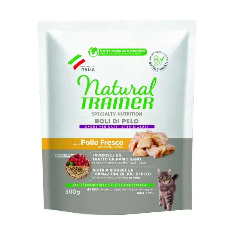Natural Trainer Gatto Specialty Nutrition Boli Di Pelo al Pollo