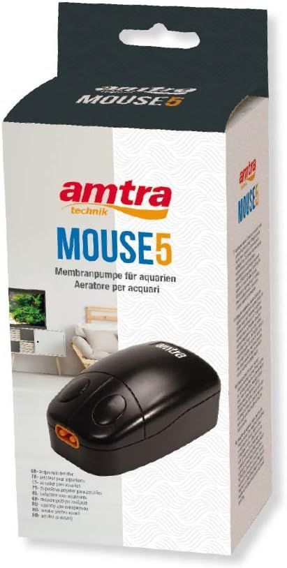 Amtra Mouse - Aereatore acquario silenzioso,compatto,per filtro acquario, schiumatoi e giochi d'acqua, 1,8 L - 2,3 W/ 10x5,5x4 CM Amtra Mouse - Aereatore acquario silenzioso,compatto,per filtro acquario, schiumatoi e giochi d'acqua, 1,8 L - 2,3 W/ 10x5,5x4 CM