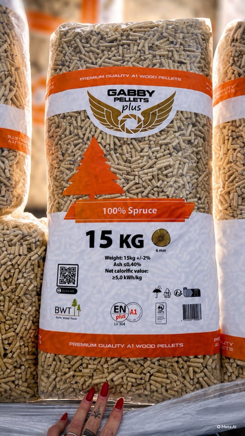 Pellet Gabby Plus 15kg - Abete Certificato EN Plus A1 ≥ 5,0 kWh/kg Pellet Gabby Plus 15kg - Abete Certificato EN Plus A1 ≥ 5,0 kWh/kg