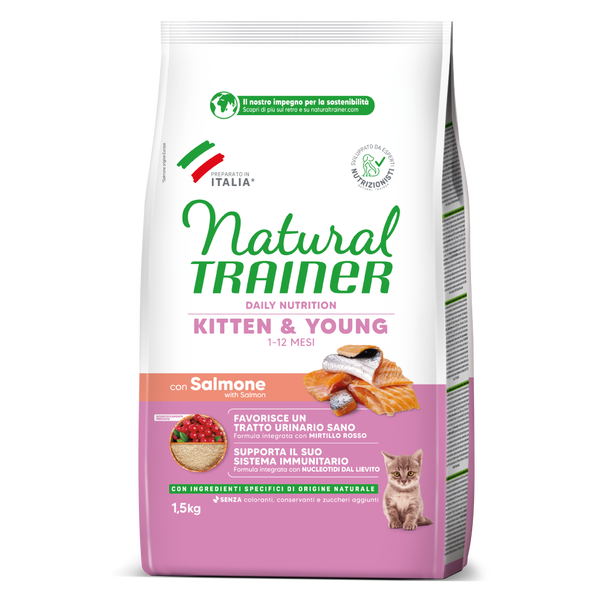 Natural Trainer Daily Nutrition Kitten & young al Salmone Natural Trainer Daily Nutrition Kitten & young al Salmone