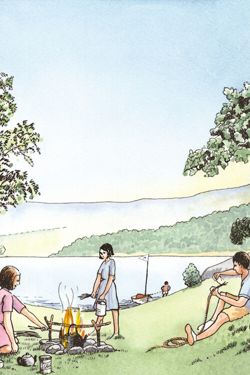 "The Camp Fire" Greetings Card