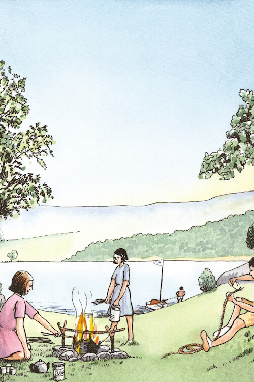 "The Camp Fire" Postcard