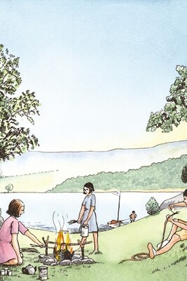 "The Camp Fire" Postcard