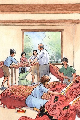 "At Work on the Dragon" Greetings Card