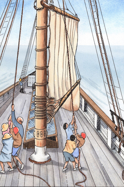 "Practice with the Halyards" Postcard
