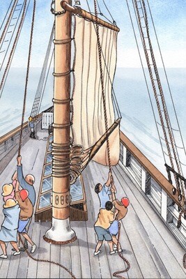 "Practice with the Halyards" Postcard
