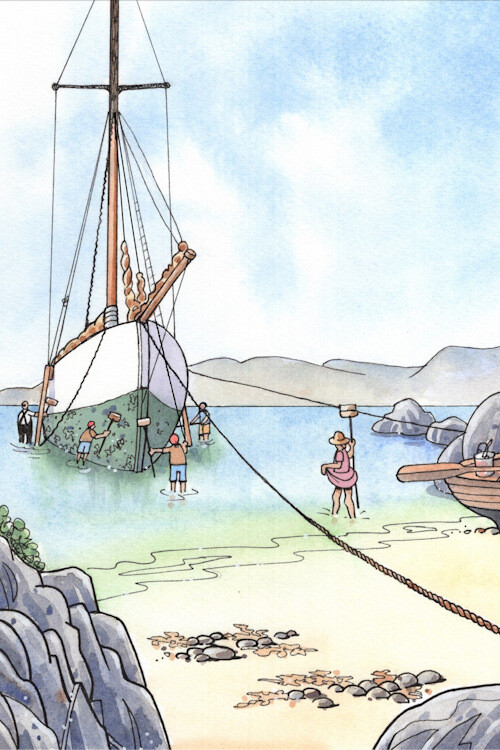 "Scrubbing the Sea Bear" Postcard
