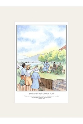 "Bargaining for Captain Flint" Mounted Print