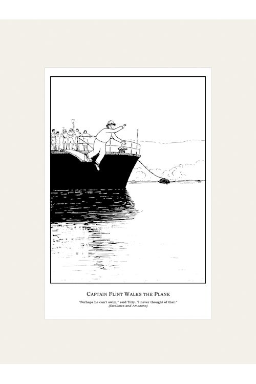 "Captain Flint Walks the Plank" Mounted Print