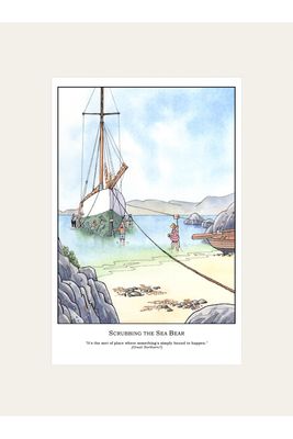 "Scrubbing the Sea Bear" Mounted Print