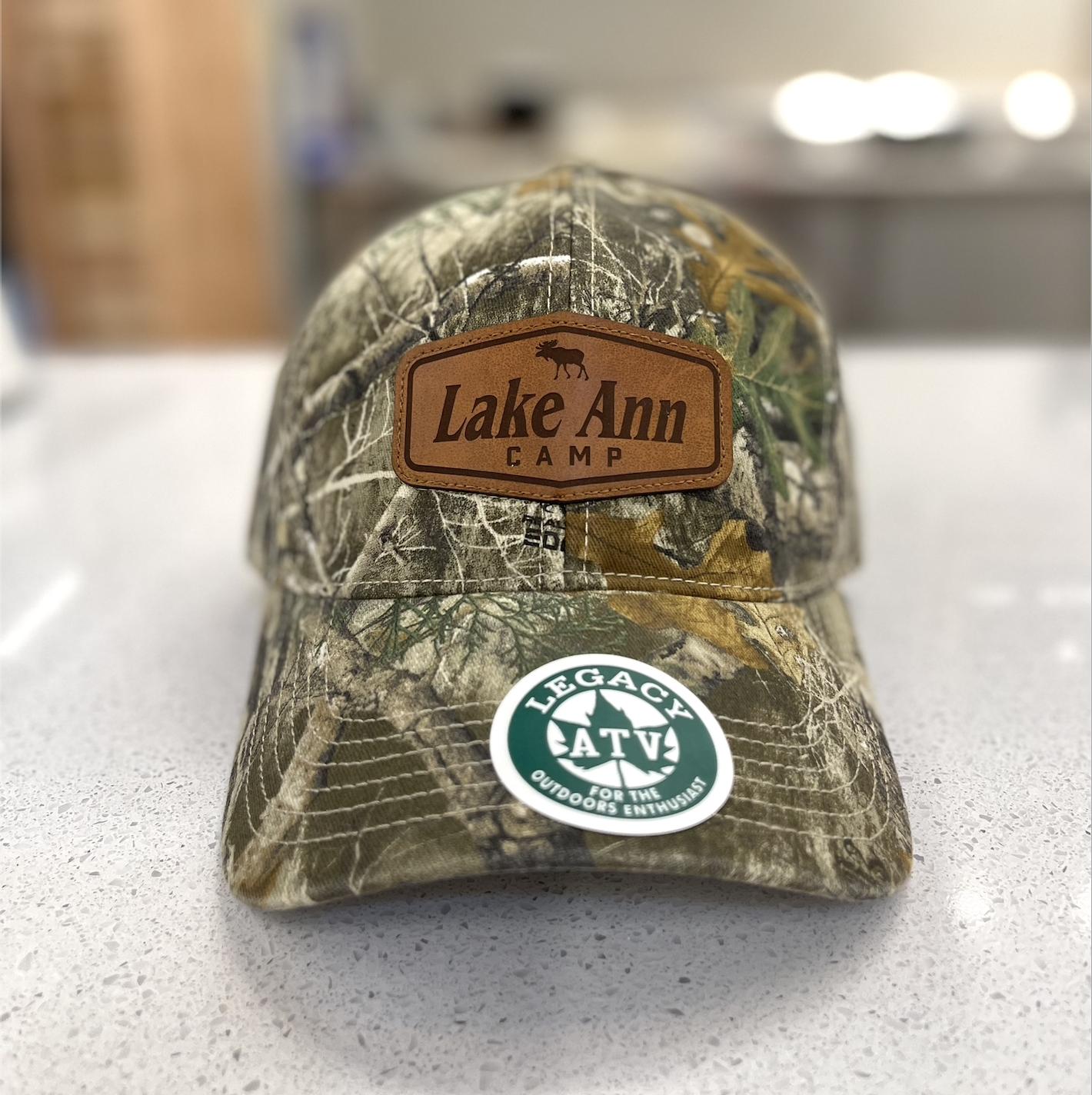 Real Tree Camo Leather Patch Hat