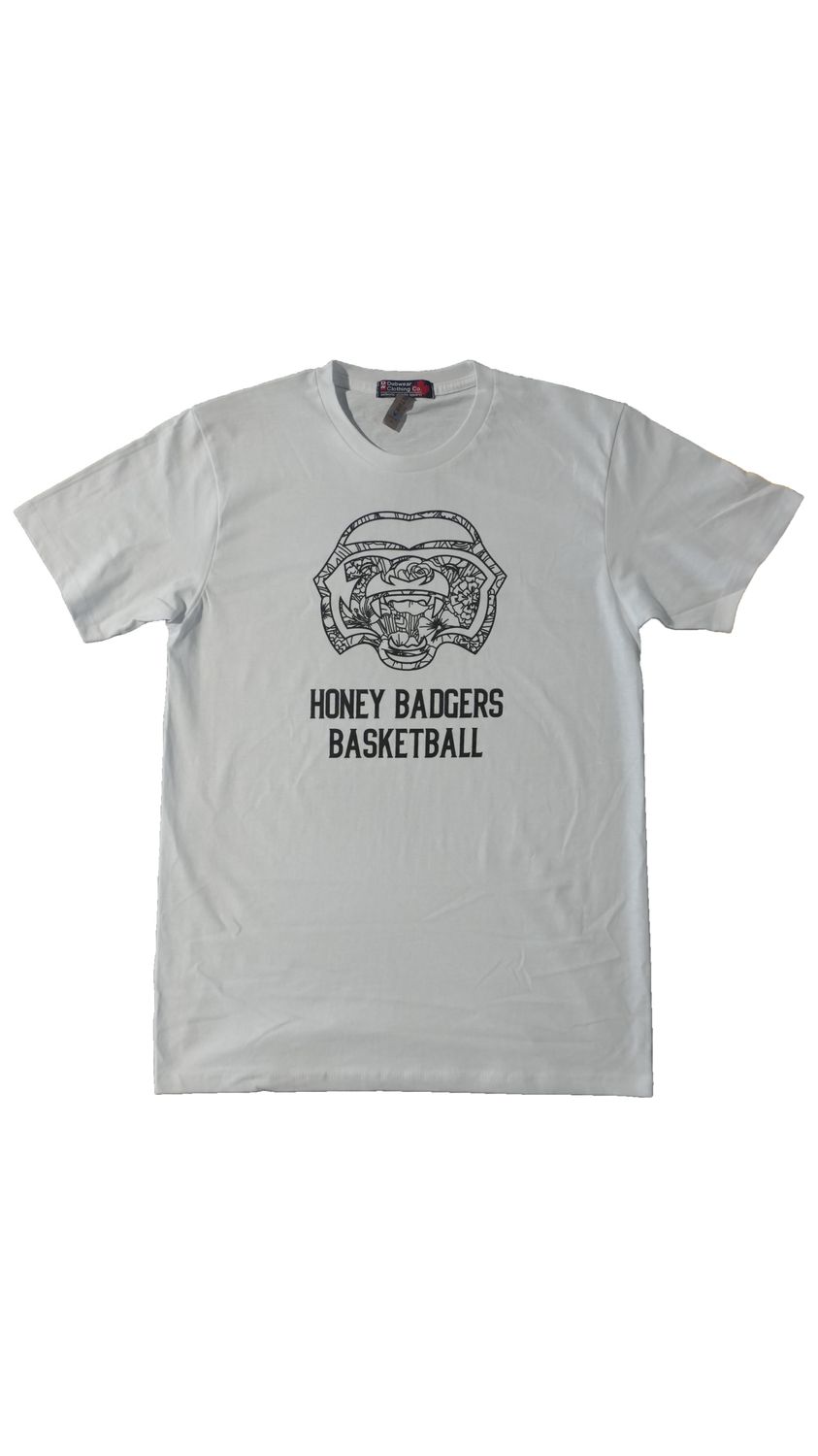 White Honey Badgers Basketball Tee