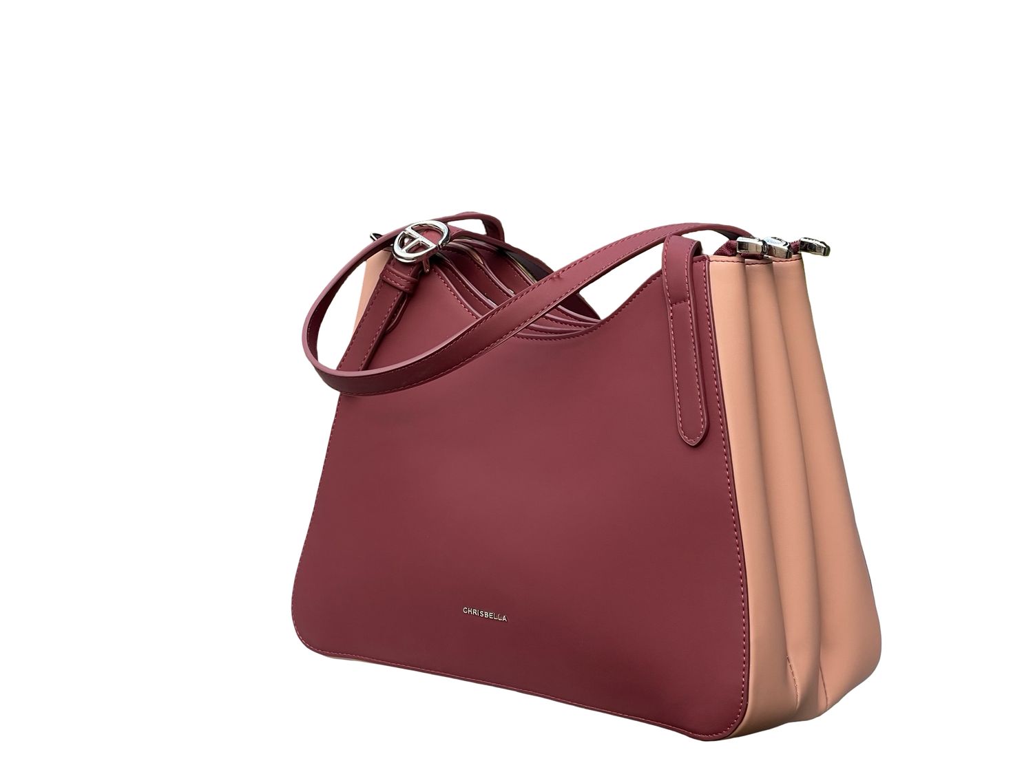 CHRISBELLA Contemporary Panel Tote Bag – Burgundy