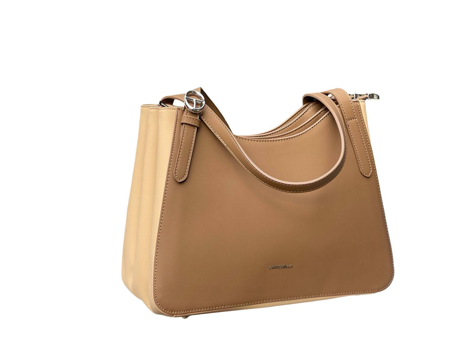 CHRISBELLA Contemporary Panel Tote Bag – Brown
