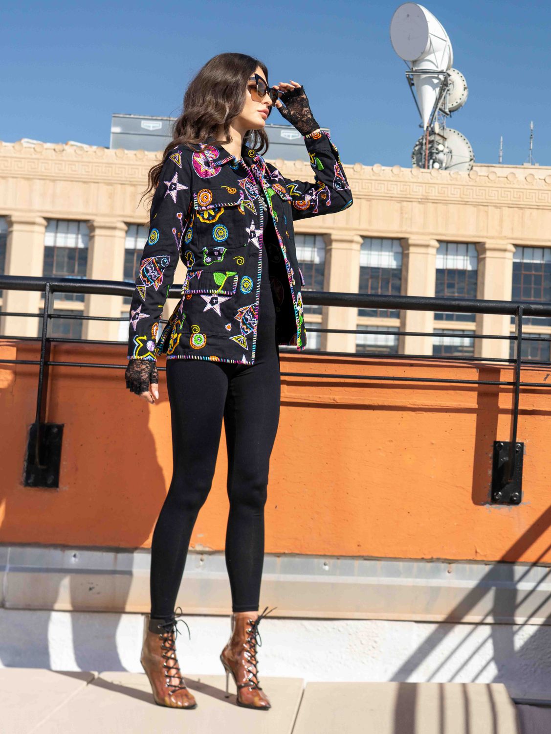 AD2662-B Multicolor Embroidered Statement Jacket