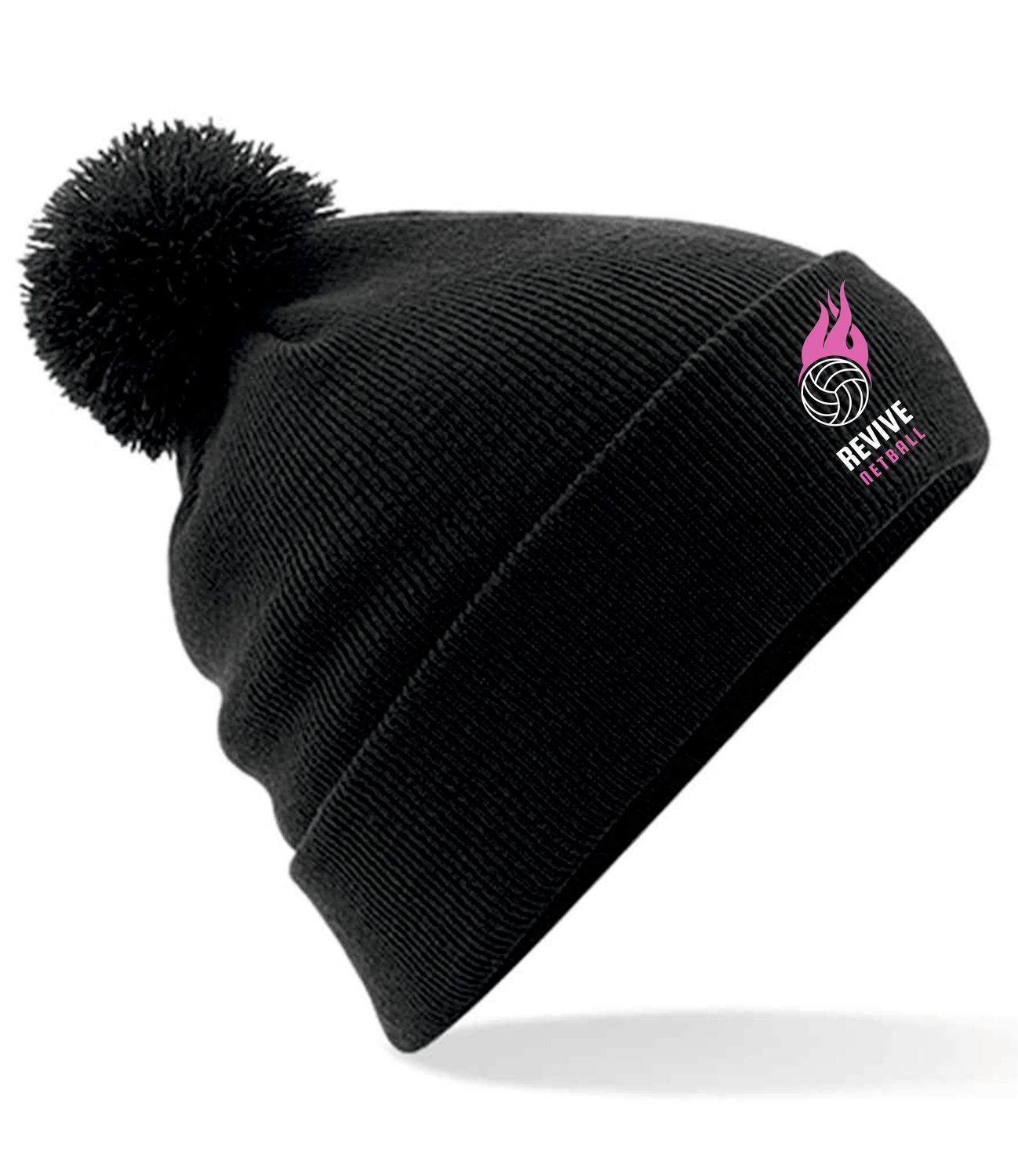 Revive Netball Black Pom Pom Hat Revive Netball Black Pom Pom Hat