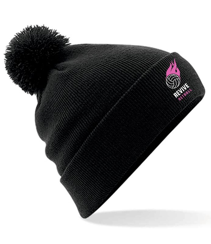 Revive Netball Black Pom Pom Hat Revive Netball Black Pom Pom Hat