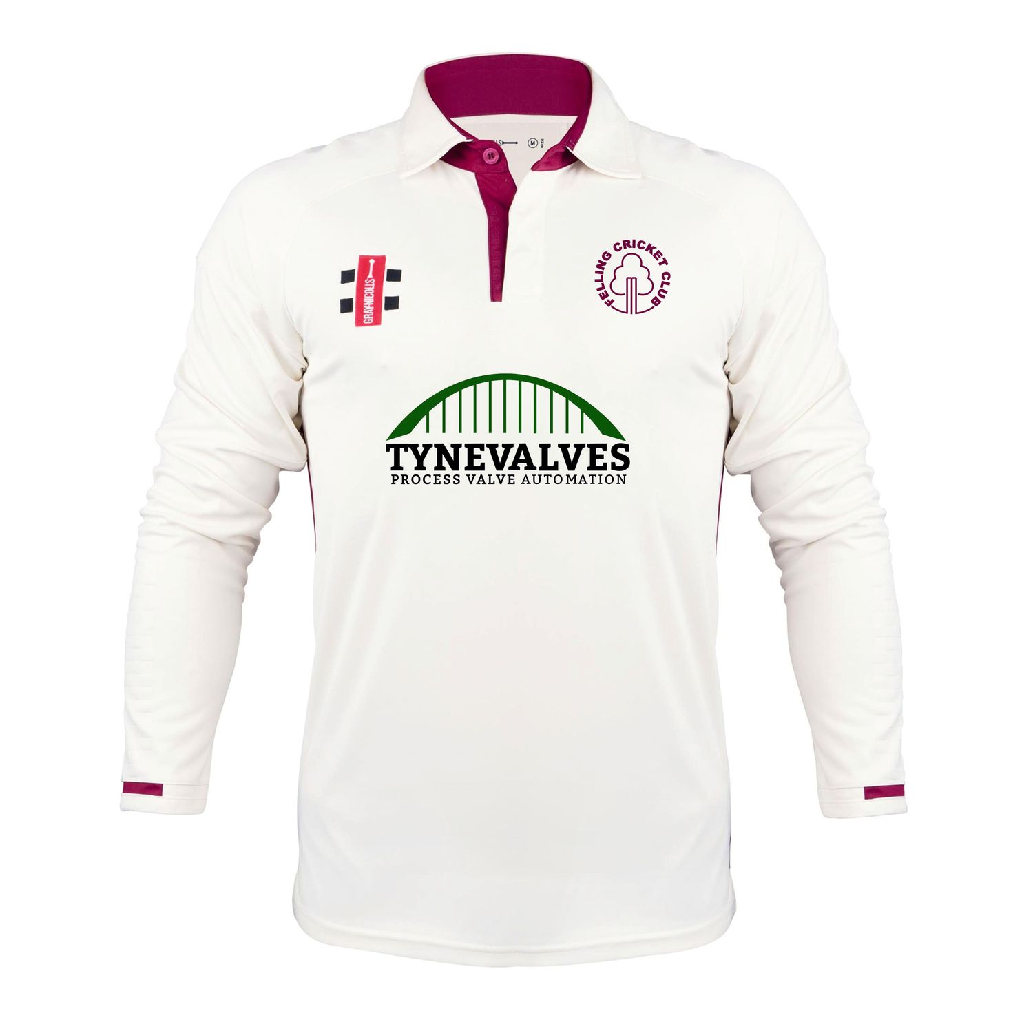 Felling Pro Performance Maroon Trim Long Sleeve Cricket Shirt Felling Pro Performance Maroon Trim Long Sleeve Cricket Shirt