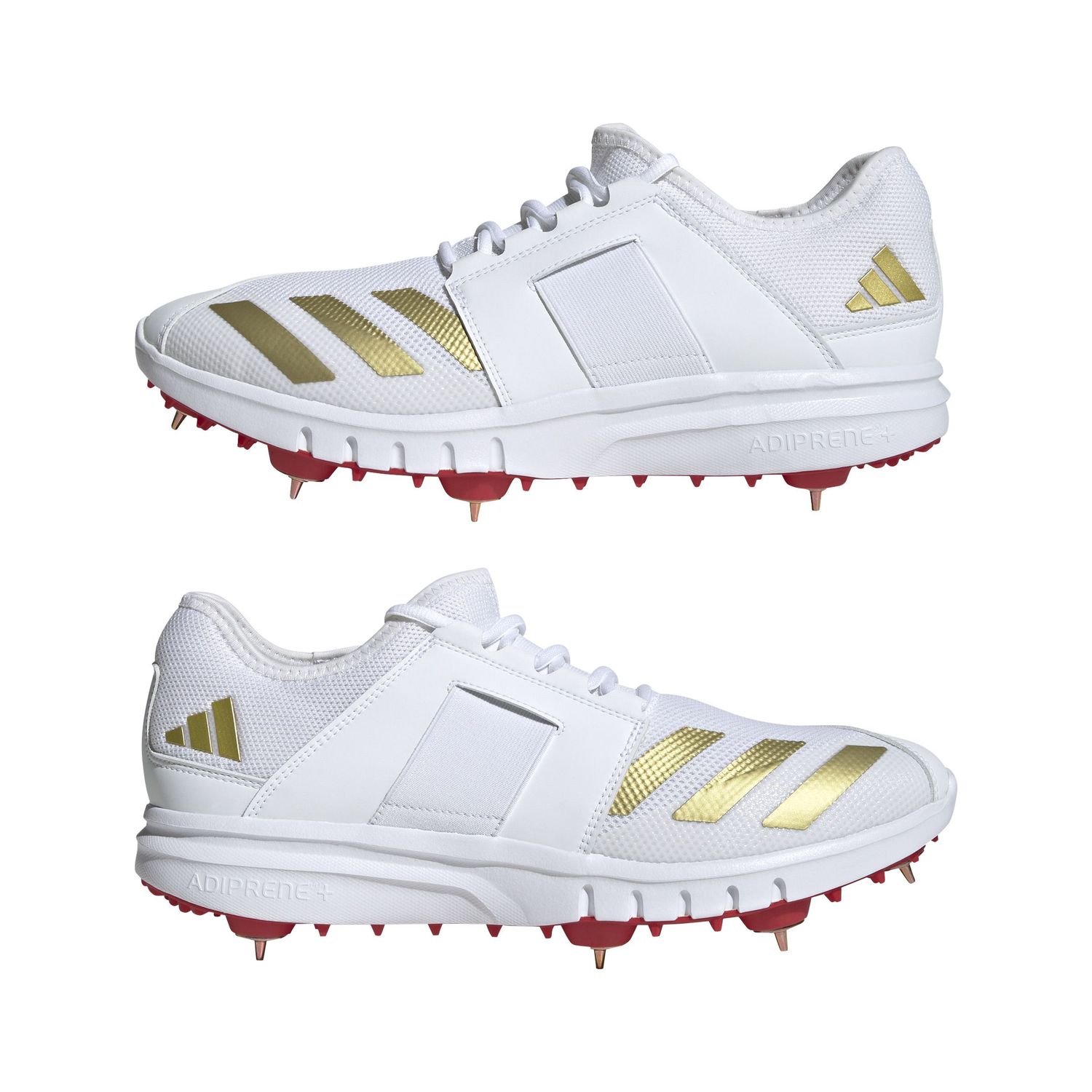 2025 adidas Junior Howzat Spike White Gold Red Cricket Shoes 2025 adidas Junior Howzat Spike White Gold Red Cricket Shoes