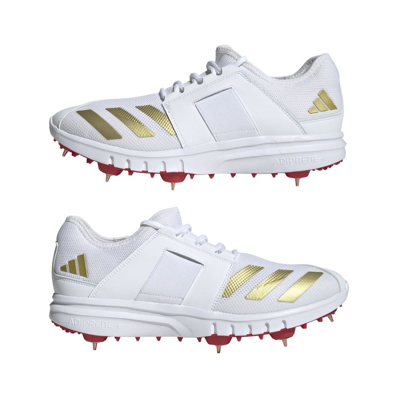 2025 adidas Junior Howzat Spike White Gold Red Cricket Shoes 2025 adidas Junior Howzat Spike White Gold Red Cricket Shoes