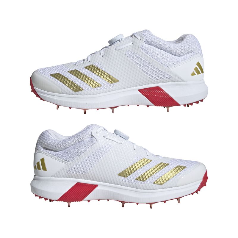 2025 adidas Vector Mid 2.0 Bowling White Gold Red Cricket Shoes