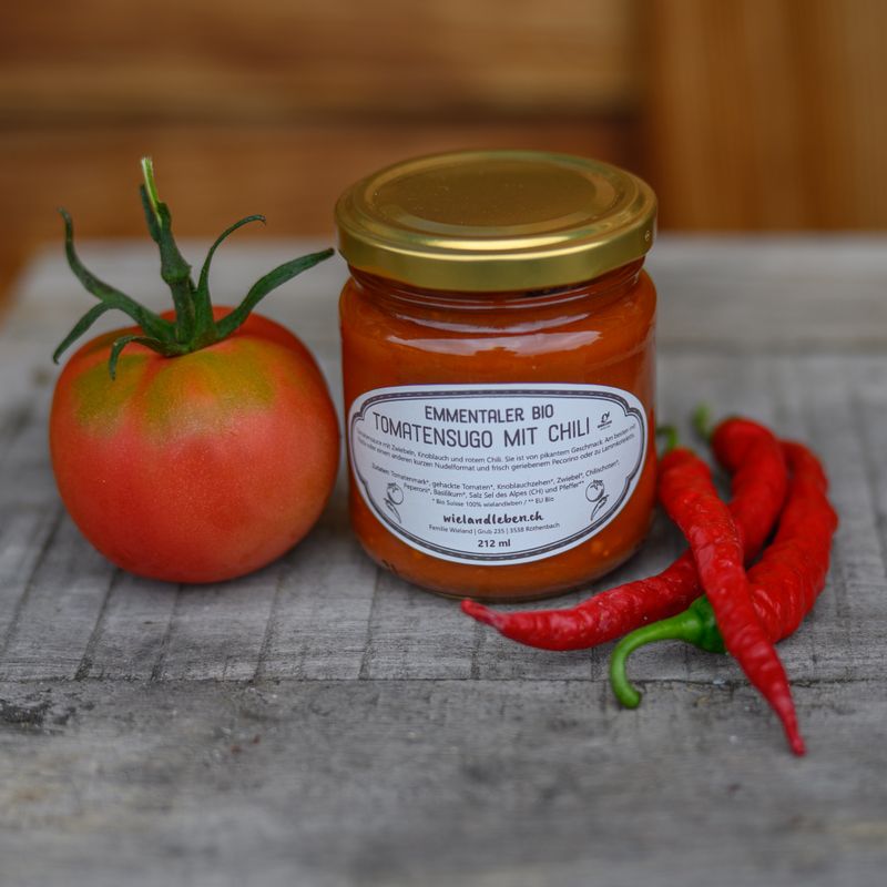 Emmentaler Bio Suisse Tomatensugo mit Chili – Schärfe & Frische vom Hof