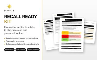 Recall Ready Kit - 5 Document Recall and Traceability Bundle Recall Ready Kit - 5 Document Recall and Traceability Bundle