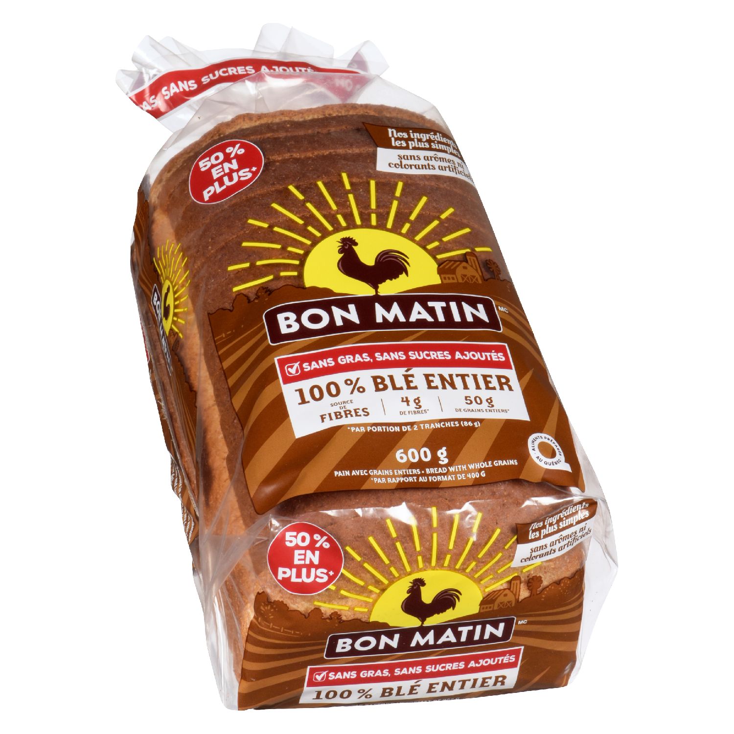 Bon Matin Sugar-free Fat-free 100% Wheat Bread 600 G