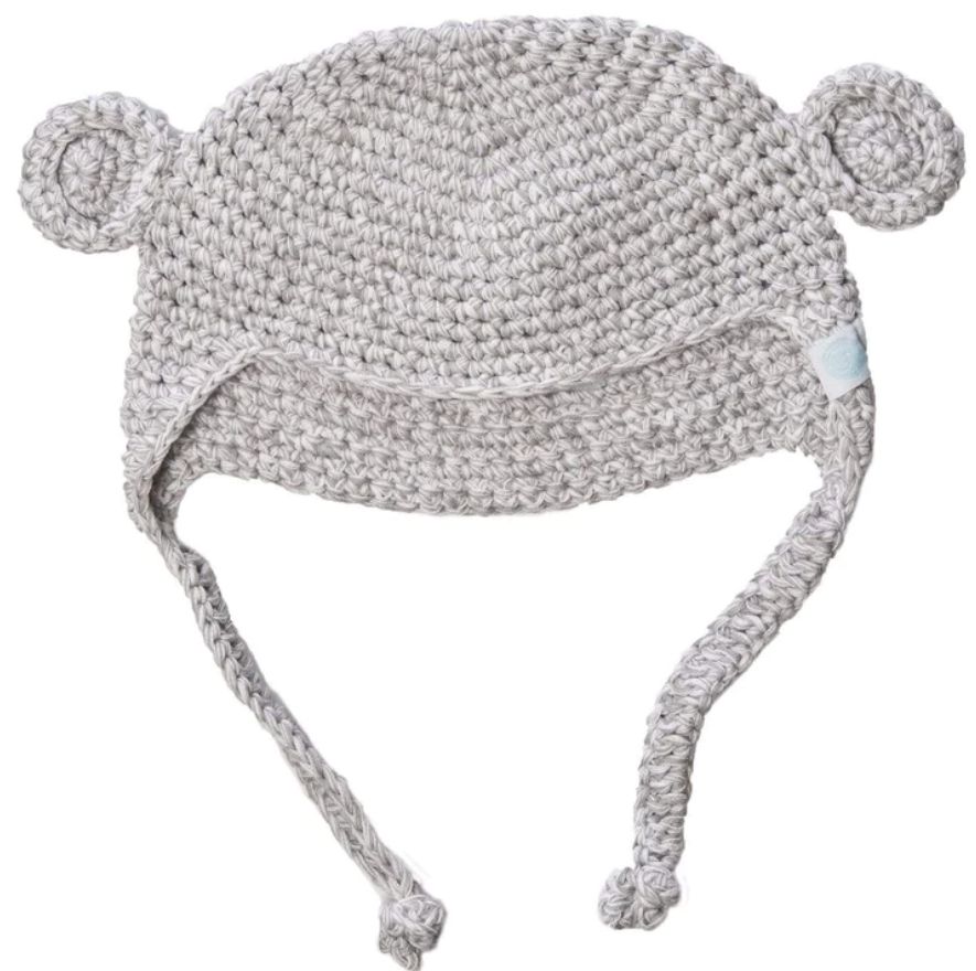 Crochet Bear Toque 3-6, Color: Grey