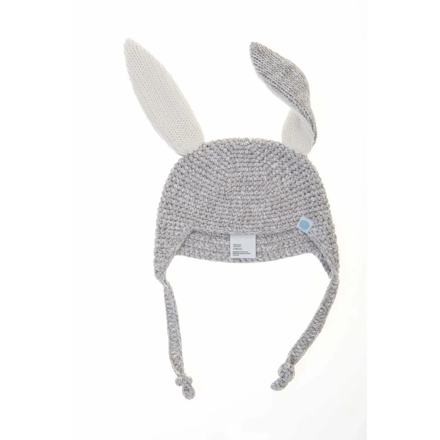 Crochet Bunny Toque, Color: Grey, Size: 3-6 Months