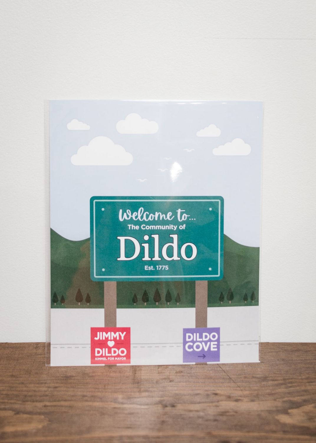 Dildo Print, Text: Welcome to Dildo