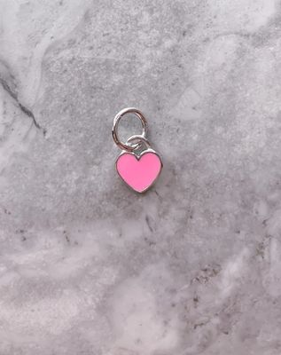 Pink Enamel Heart Charm 