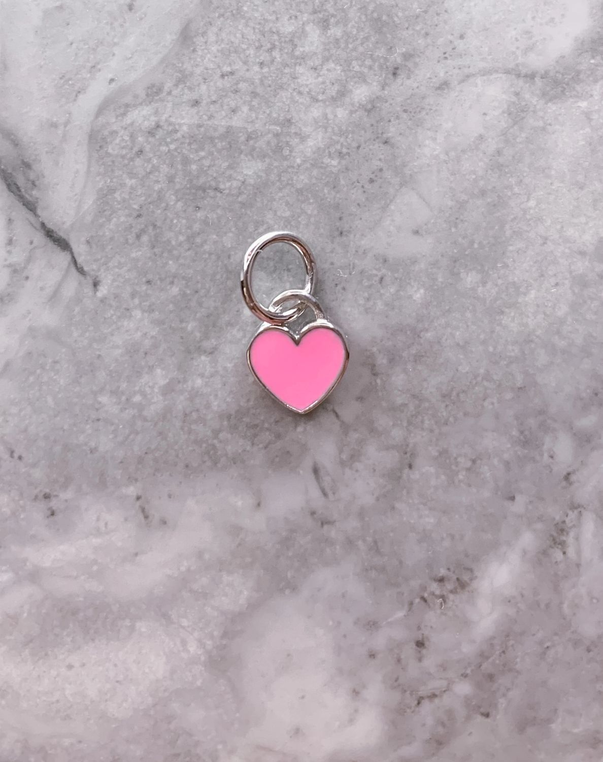 Pink Enamel Heart Charm 