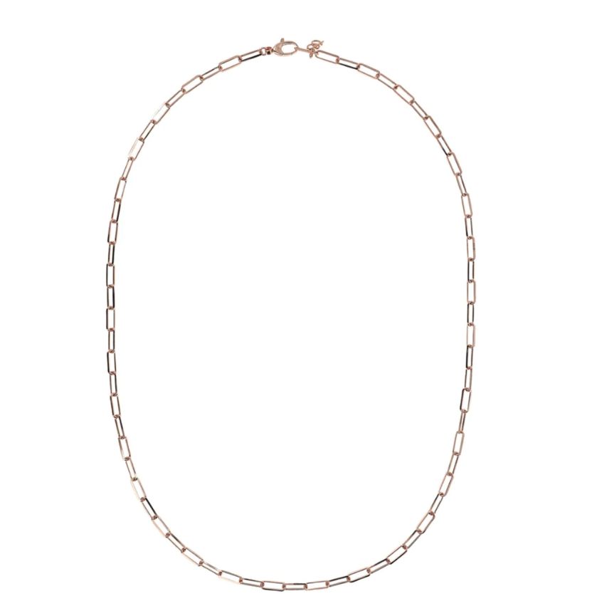 Yellow Gold Rectangular Link Necklace