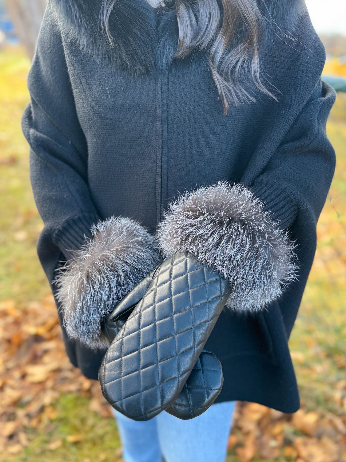 Quilted Leather Mittens 