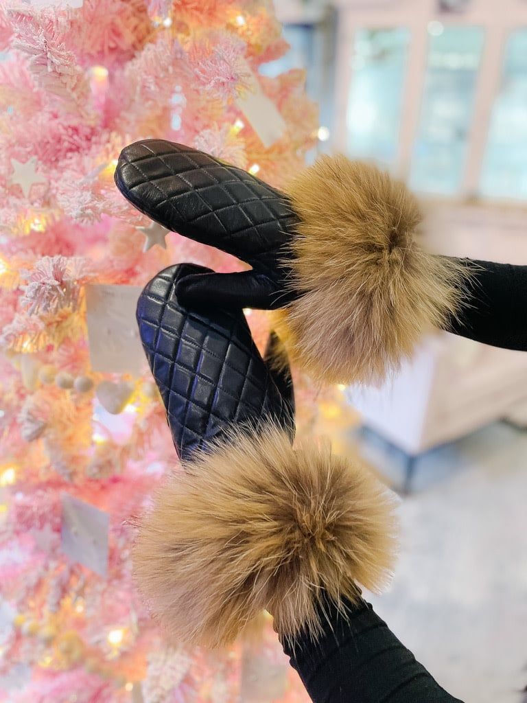 Quilted Leather Mittens 