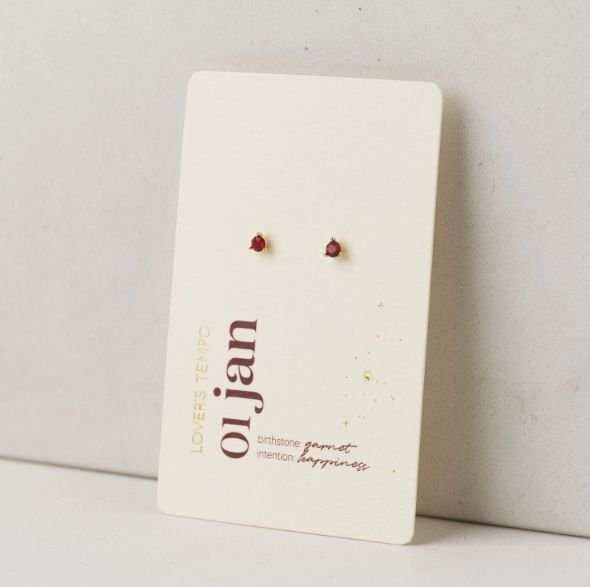 Kaleidoscope Birthstone Stud Earrings, Color: Gold, Stone: January