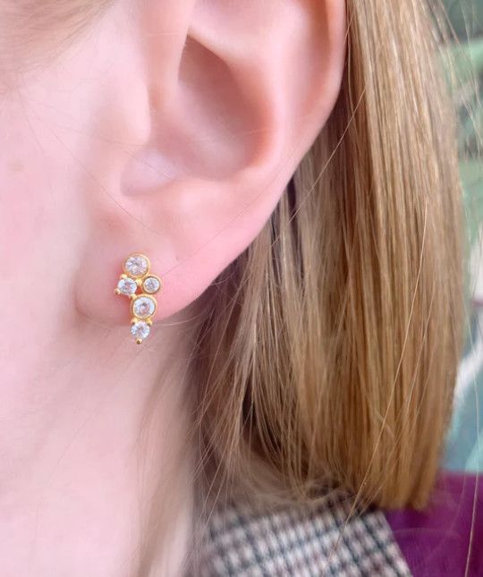 Cassiopeia Studs, Color: 18K Yellow Gold Vermeil, Stone: Clear
